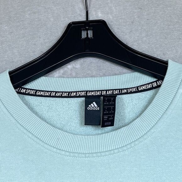 Adidas Sweatshirt Womens Size Large Blue Essentials Big Logo Crew Neck - Picture 2 of 12